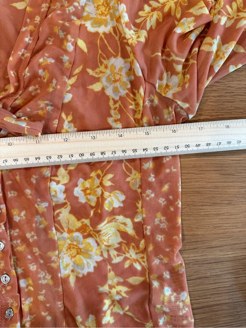 Free People Floral Sheer Mesh Tie Front Button Up Blouse Orange Yellow XS